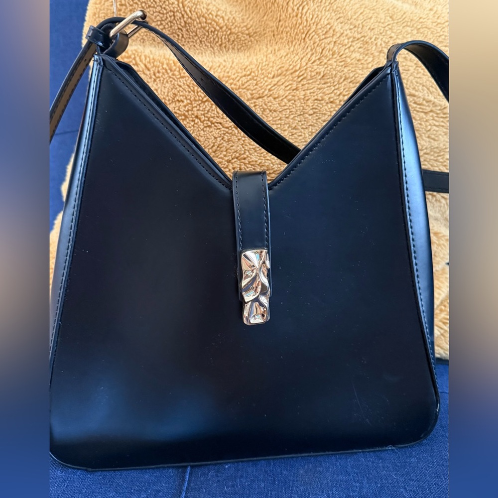 MOTF Black Shoulder Bag with Silver Accent